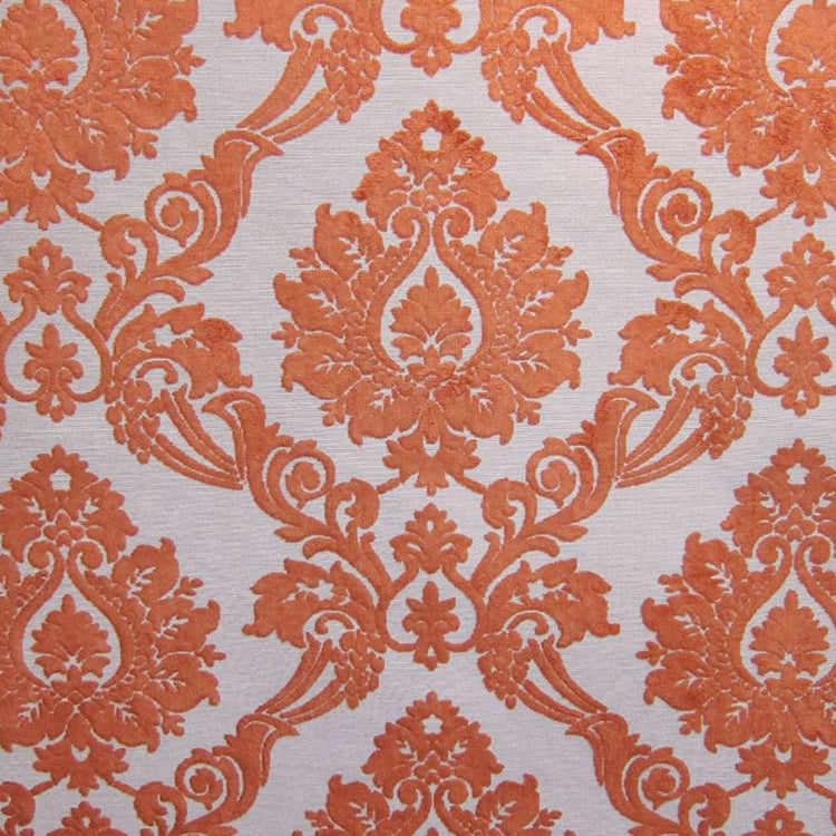 Glam Fabric Godiva Coral - Orange Cut Velvet Upholstery Fabric