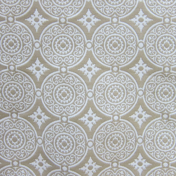 Glam Fabric Medallion Latte FRONT - Outdoor Upholstery Fabric