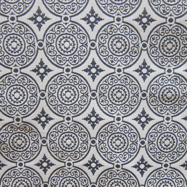 Glam Fabric Medallion Navy BACK - Outdoor Upholstery Fabric