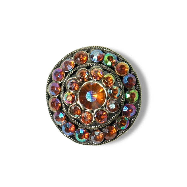 Glam Fabric Grand Amber Bling Button