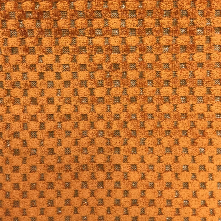 Glam Fabric Tartan Orange  - Velvet Upholstery Fabric