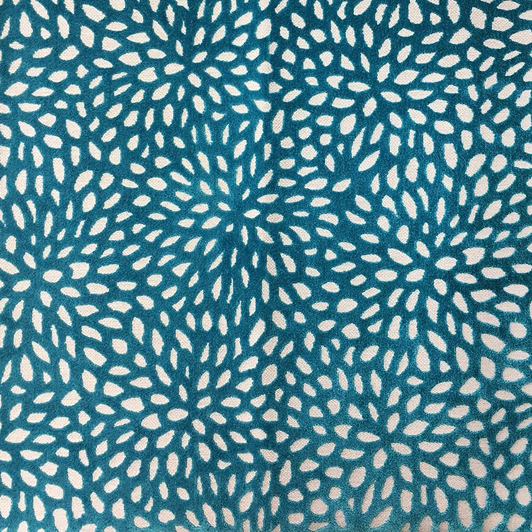 Glam Fabric Florecita Turquoise - Velvet Upholstery Fabric