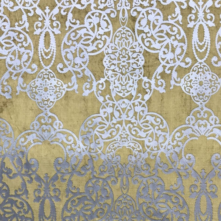 Glam Fabric Capilla Brass - Velvet Upholstery Fabric