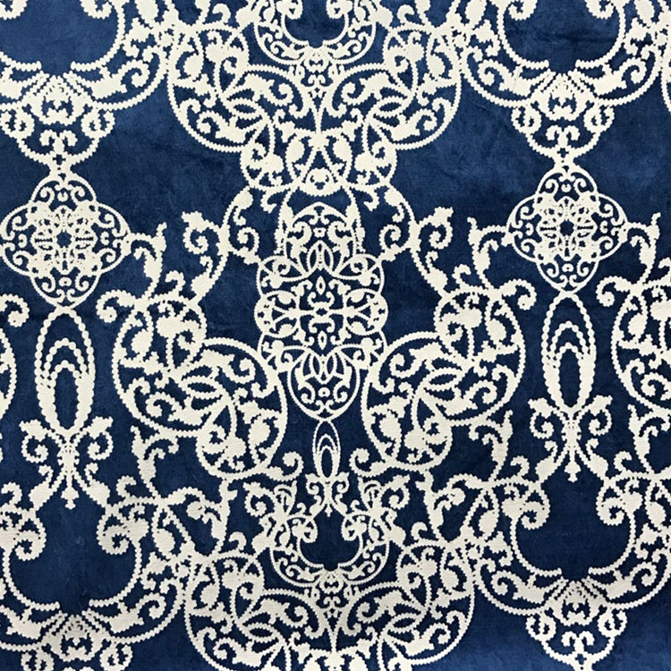 Glam Fabric Capilla Navy - Velvet Upholstery Fabric