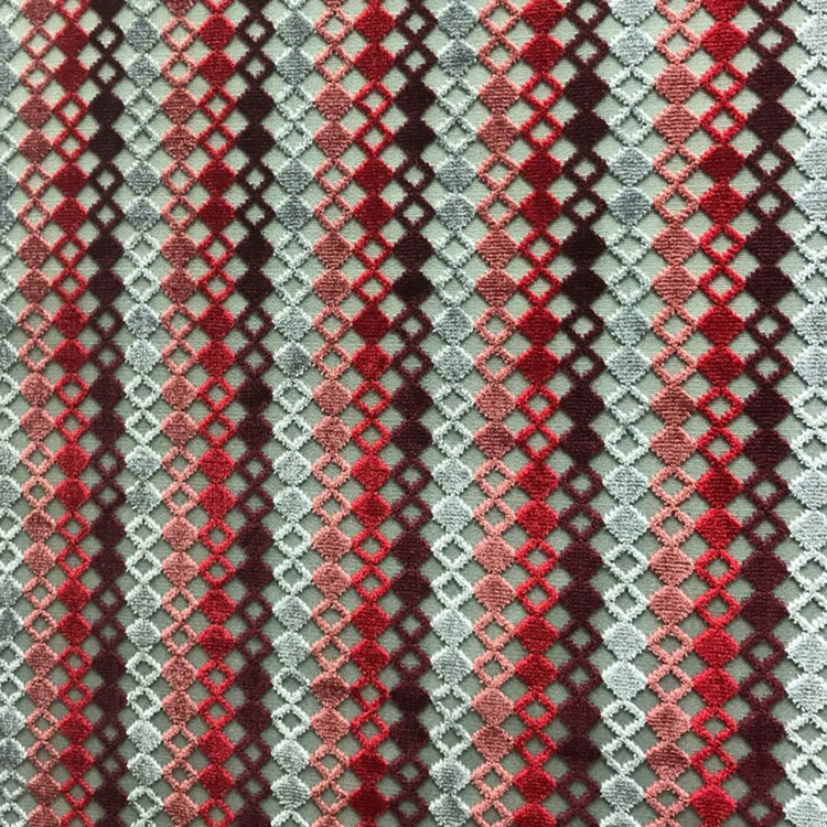 Glam Fabric Eiza Red - Velvet Upholstery Fabric